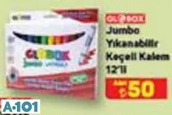 GLOBOX JUMBO YIKANABİLİR KEÇELİ KALEM 12'Lİ GLOBOX JUMBO YIKANABİLİR KEÇELİ KALEM 12'Lİ